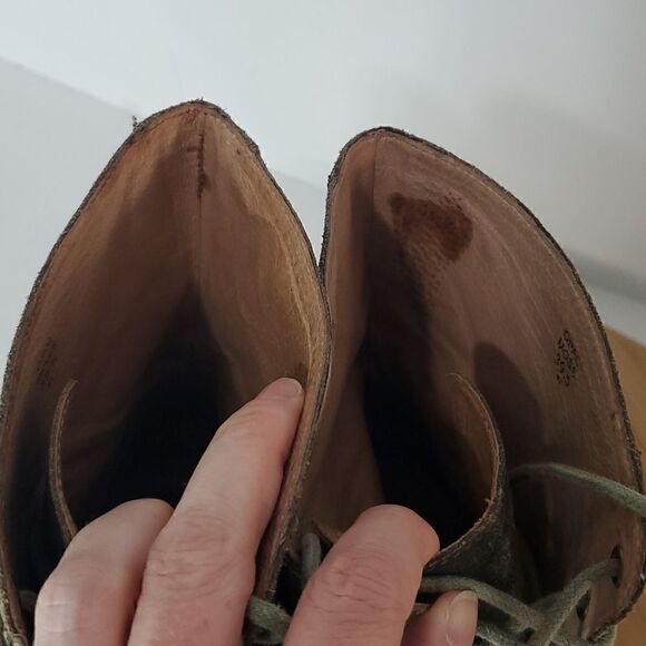 Modern Vintage Women's Leather Slouchy Combat Boots Opal Moss Brown Size 39.5 - Picture 10 of 13